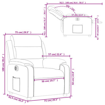 vidaXL Fauteuil inclinable électrique Gris Similicuir