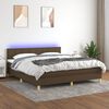 vidaXL Sommier &agrave; lattes de lit matelas et LED Marron fonc&eacute; 160x200 cm