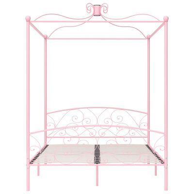 vidaXL Cadre de lit à baldaquin rose métal 180x200 cm