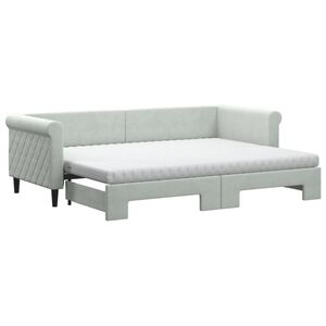 vidaXL Lit de jour avec gigogne et matelas gris clair 80x200cm velours