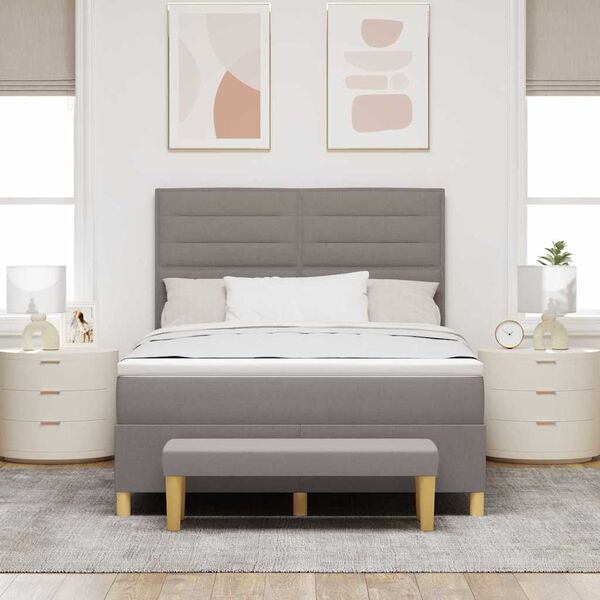vidaXL Lit &agrave; ressorts avec matelas Taupe 160 x 200 cm tissu