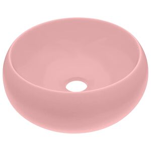 vidaXL Lavabo rond de luxe Rose mat 40x15 cm C&eacute;ramique