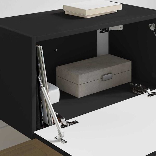 vidaXL Meuble TV mural Noir 60 x 31 x 29.5 cm Bois d'ing&eacute;nierie