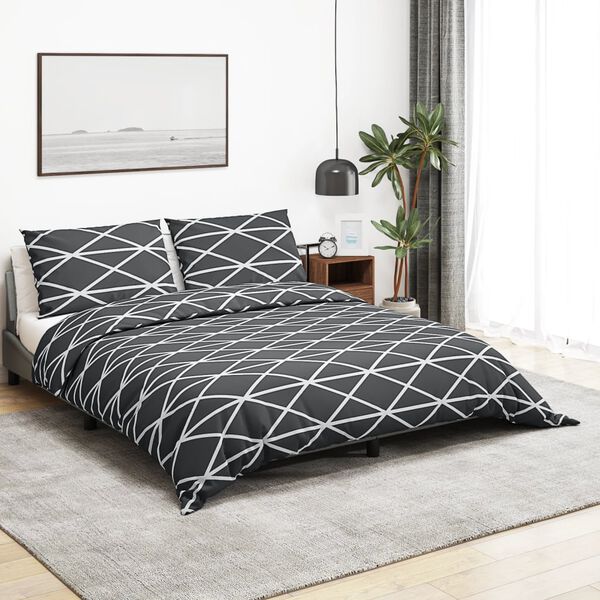 vidaXL Ensemble de housse de couette Gris 225x220 cm Coton