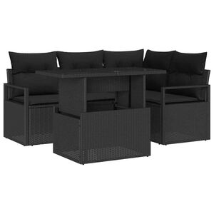 vidaXL Ensemble de canap&eacute; de jardin avec coussin 5 pcs Noir Poly rotin