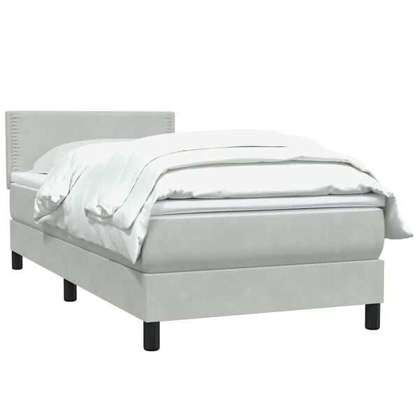 vidaXL Sommier &agrave; lattes de lit et matelas gris clair 80x220 cm velours