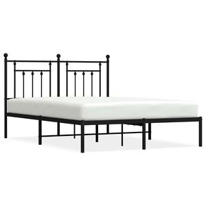 vidaXL Cadre de lit m&eacute;tal sans matelas avec t&ecirc;te de lit noir 140x200cm