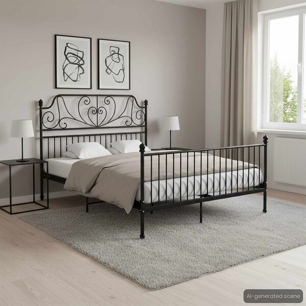 vidaXL Cadre de lit sans matelas noir métal 140x200 cm