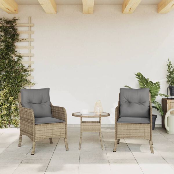 vidaXL Chaises de jardin avec coussins lot de 2 mélange beige rotin