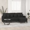 vidaXL Canapé à 3 places avec repose-pieds Noir 180 cm Tissu
