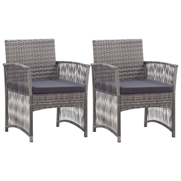 vidaXL Fauteuils de jardin avec coussins 2 pcs gris r&eacute;sine tress&eacute;e