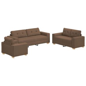 vidaXL Canap&eacute; 3 pc Marron Tissu en lin m&eacute;lang&eacute;