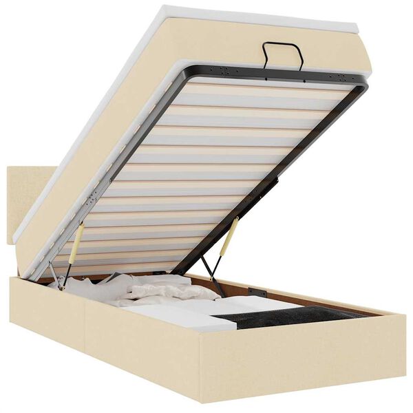 vidaXL Lit ottoman avec matelas cr&egrave;me 90x200 cm tissu