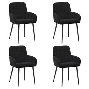 vidaXL Chaises de salle &agrave; manger 4 pc Velours Noir 56.5 x 50 x 85 cm