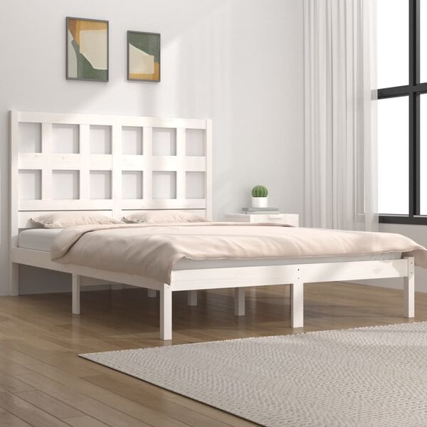 vidaXL Cadre de lit sans matelas blanc 120x190 cm bois de pin massif