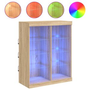 vidaXL Buffet avec lumi&egrave;res LED ch&ecirc;ne sonoma 81x37x100 cm