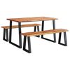 vidaXL Ensemble &agrave; manger 3 pcs avec bord vivant bois massif d'acacia