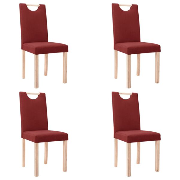 vidaXL Chaises &agrave; manger lot de 4 rouge bordeaux tissu