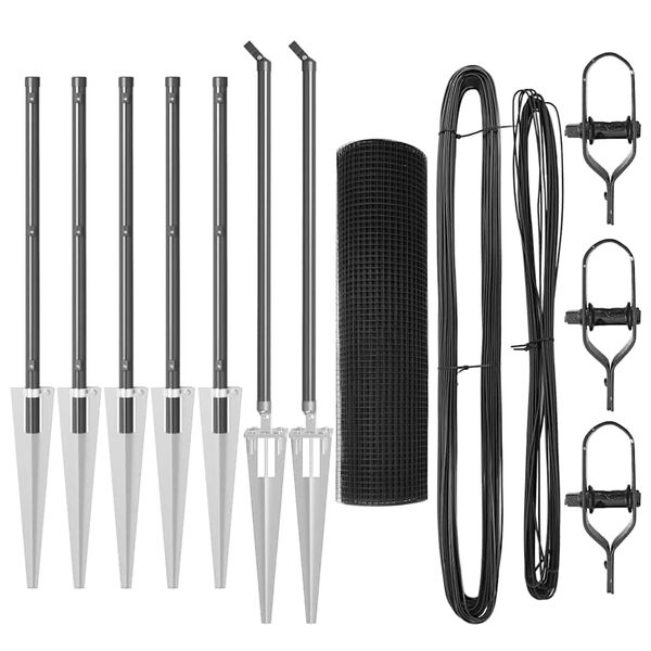 vidaXL Poteau de cl&ocirc;ture. Gris 10 x 1 m (treillis de 12 x 12 mm) Acier