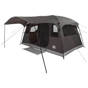 vidaXL Tente tunnel 10 personne Marron Gris Polyester et Acier