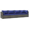 vidaXL Salon de jardin 4 pcs avec coussins r&eacute;sine tress&eacute;e gris
