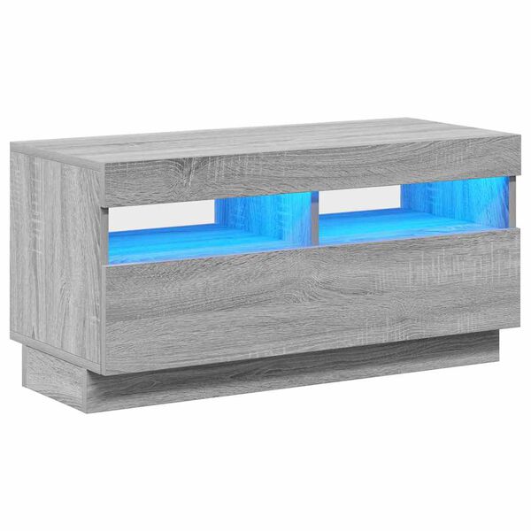 vidaXL Meuble TV avec lumi&egrave;res LED sonoma gris 80x35x40 cm