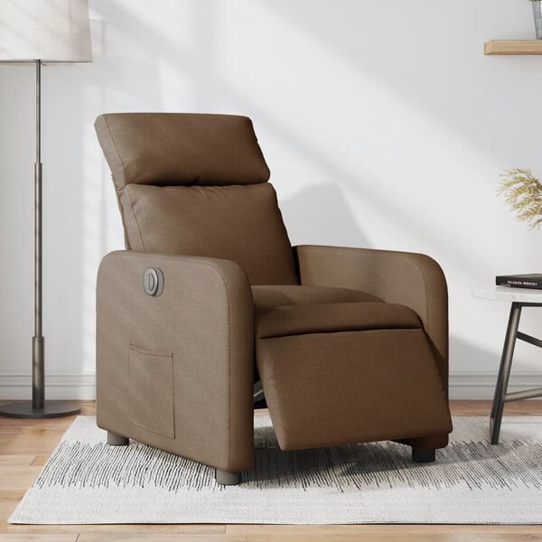 vidaXL Fauteuil inclinable &eacute;lectrique Marron Tissu