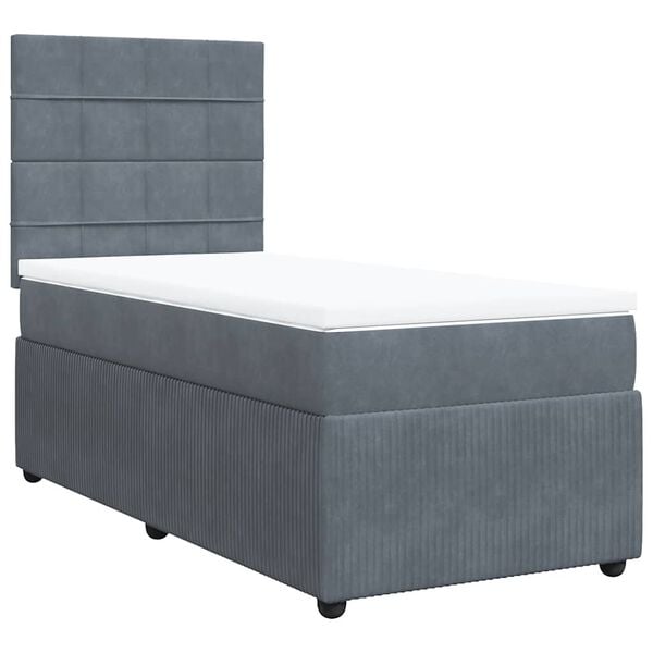 vidaXL Sommier &agrave; lattes de lit avec matelas Gris fonc&eacute; 100x200 cm