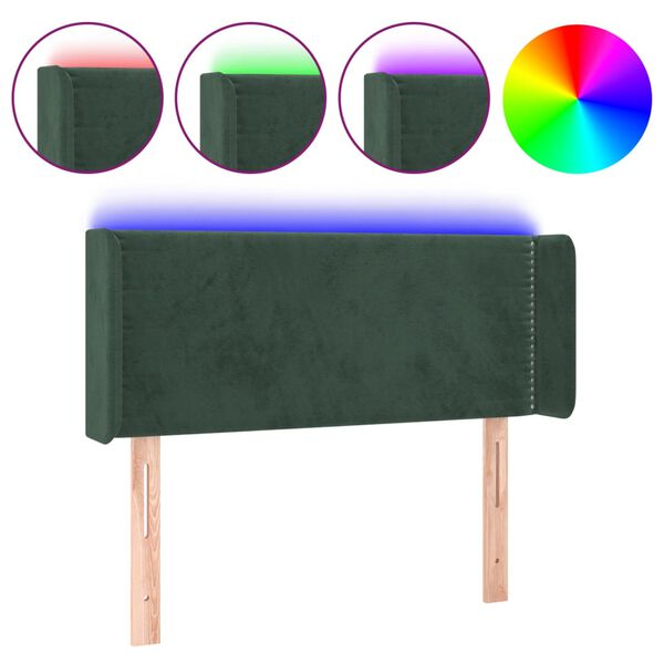 vidaXL T&ecirc;te de lit &agrave; LED Vert fonc&eacute; 103x16x78/88 cm Velours