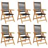 vidaXL Fauteuils pliants inclinables, 6 pi&egrave;ces, en bois d'acacia massif noir
