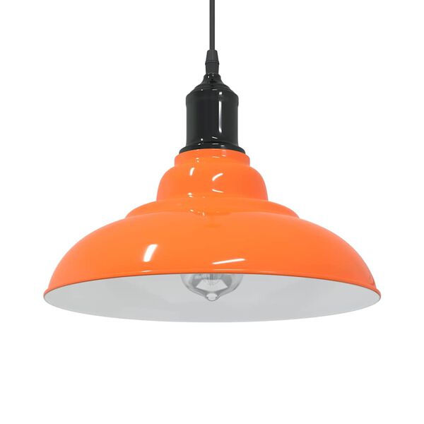 vidaXL Lampe suspendue réglable hauteur E27 orange brillant métal