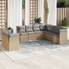 vidaXL Salon de jardin avec coussins 9 pcs beige r&eacute;sine tress&eacute;e