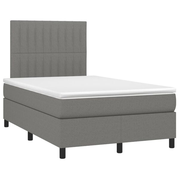 vidaXL Sommier &agrave; lattes de lit matelas LED gris fonc&eacute; 120x190 cm tissu