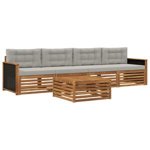 vidaXL Ensemble de canap&eacute;s d'ext&eacute;rieur 5 pc Naturel et gris clair
