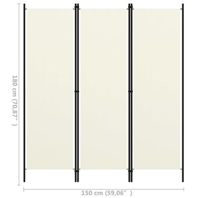 vidaXL Cloison de séparation 3 panneaux Blanc 150x180 cm
