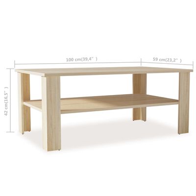 vidaXL Table basse bois d'ingénierie 100x59x42 cm chêne