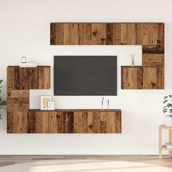 vidaXL Ensemble meuble TV 8 pcs Bois Ancien Bois d'ing&eacute;nierie