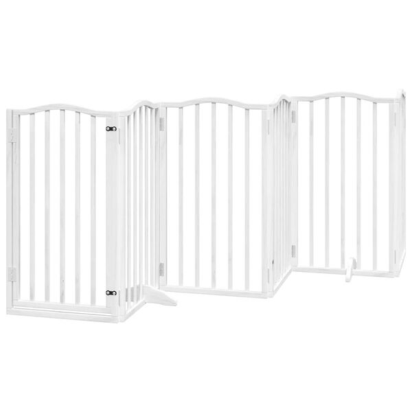 vidaXL Barri&egrave;re pour chien porte pliable 9panneaux blanc bois peuplier