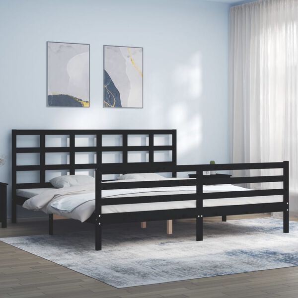 vidaXL Cadre de lit sans matelas noir 200x200 cm bois massif