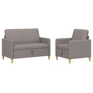 vidaXL Canap&eacute; avec rangement 2 pcs Taupe Polyester