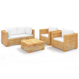vidaXL Salon de jardin 5 pcs avec coussins Bois de teck solide