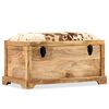 vidaXL Banc de rangement Cuir v&eacute;ritable Bois de manguier 80x44x44 cm