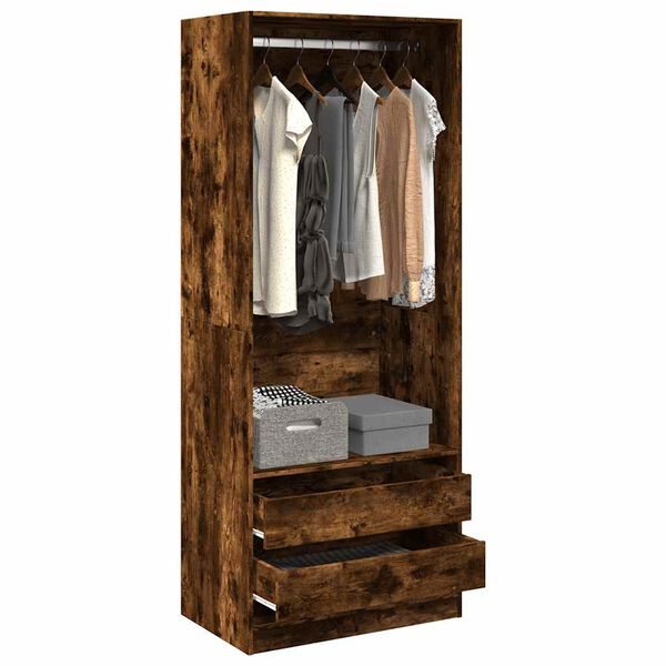 vidaXL Garde-robe ch&ecirc;ne fum&eacute; 80x50x200 cm bois d'ing&eacute;nierie