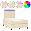 vidaXL Sommier &agrave; lattes de lit et matelas et LED Cr&egrave;me 120x200cm Tissu
