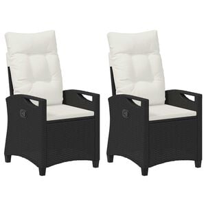 vidaXL Chaise de jardin 2 pc Noir et Cr&egrave;me Acier et Polyester