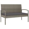 vidaXL Banc de jardin avec coussin gris 105 cm r&eacute;sine tress&eacute;e