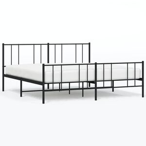 vidaXL Cadre de lit m&eacute;tal sans matelas avec pied de lit noir 180x200cm