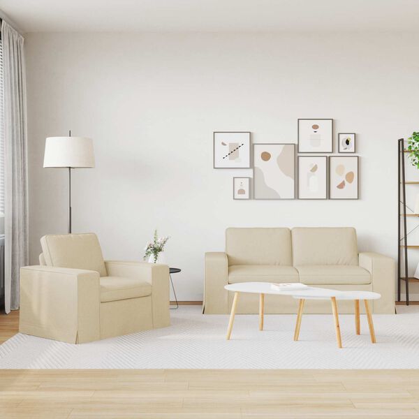 vidaXL Canap&eacute; 2 pcs Cr&egrave;me M&eacute;tал