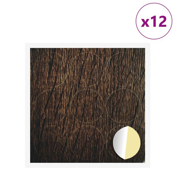 vidaXL Couverture de vis auto-adh&eacute;sive 12 pcs Ch&ecirc;ne brun &Oslash; 20 x 0,5 mm