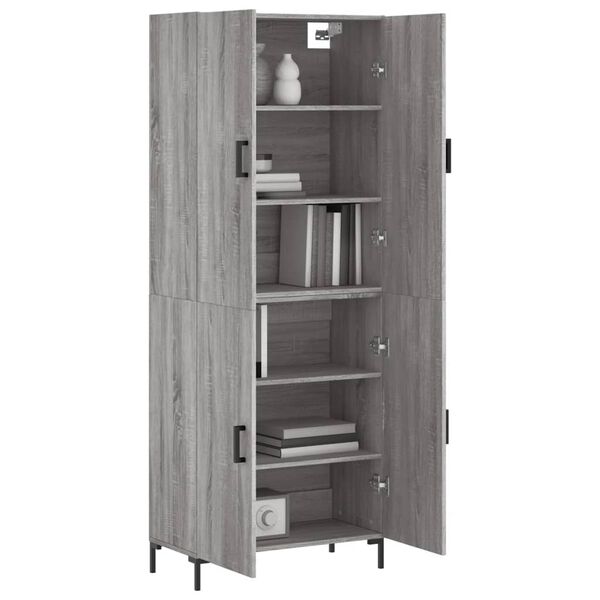vidaXL Buffet haut Sonoma gris 69,5x34x180 cm Bois d'ing&eacute;nierie